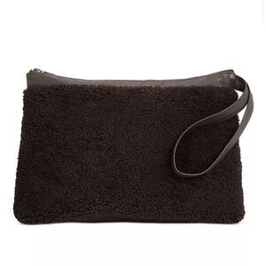 ViaVeneto Delilah Curly Lambskin Shearling Large Pouch/Wristlet-Black